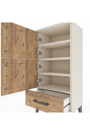 Arges Komodin 4 Raflı Tek Çekmeceli 2 Kapaklı 44x30x96 - S09M020V3A
