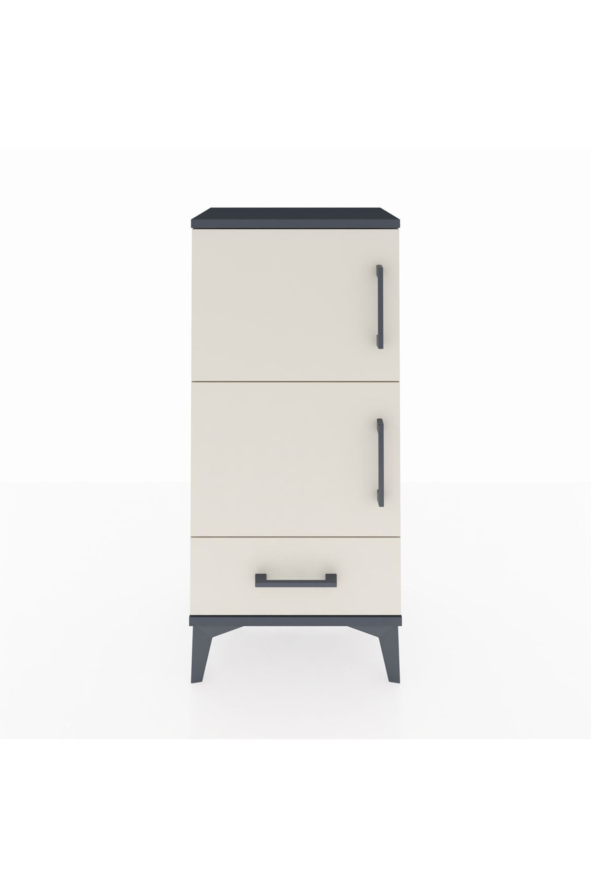 Arges Komodin 4 Raflı Tek Çekmeceli 2 Kapaklı 44x30x96 - S09M020V4A