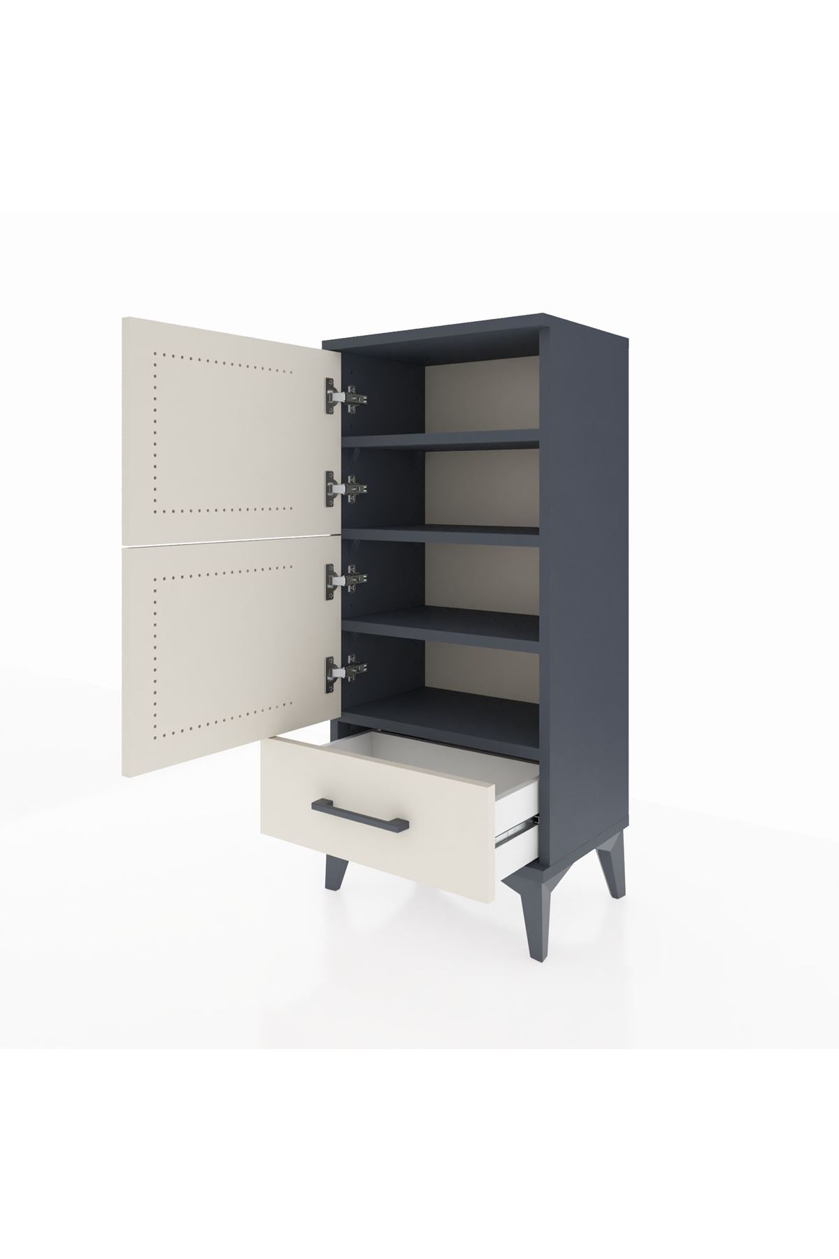 Arges Komodin 4 Raflı Tek Çekmeceli 2 Kapaklı 44x30x96 - S09M020V4A