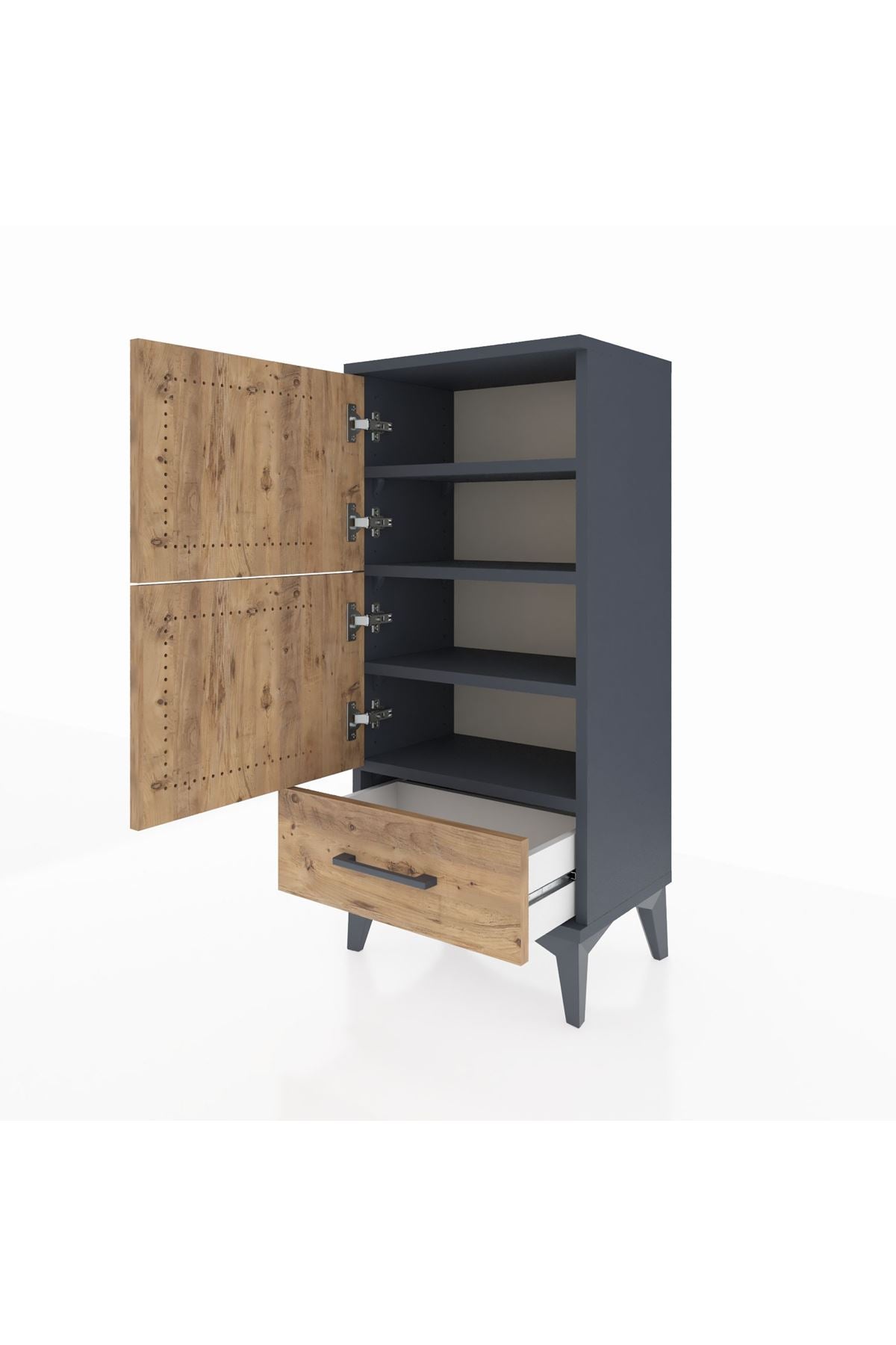 Arges Komodin 4 Raflı Tek Çekmeceli 2 Kapaklı 44x30x96 - S09M020V6A