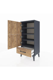 Arges Komodin 4 Raflı Tek Çekmeceli 2 Kapaklı 44x30x96 - S09M020V6A