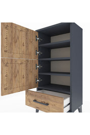 Arges Komodin 4 Raflı Tek Çekmeceli 2 Kapaklı 44x30x96 - S09M020V6A