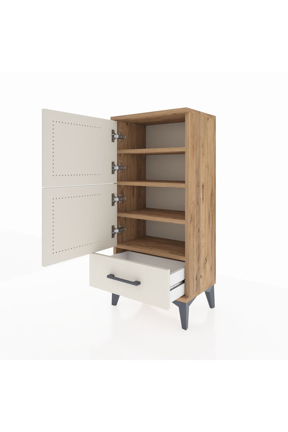 Arges Komodin 4 Raflı Tek Çekmeceli 2 Kapaklı 44x30x96 - S09M020V7A