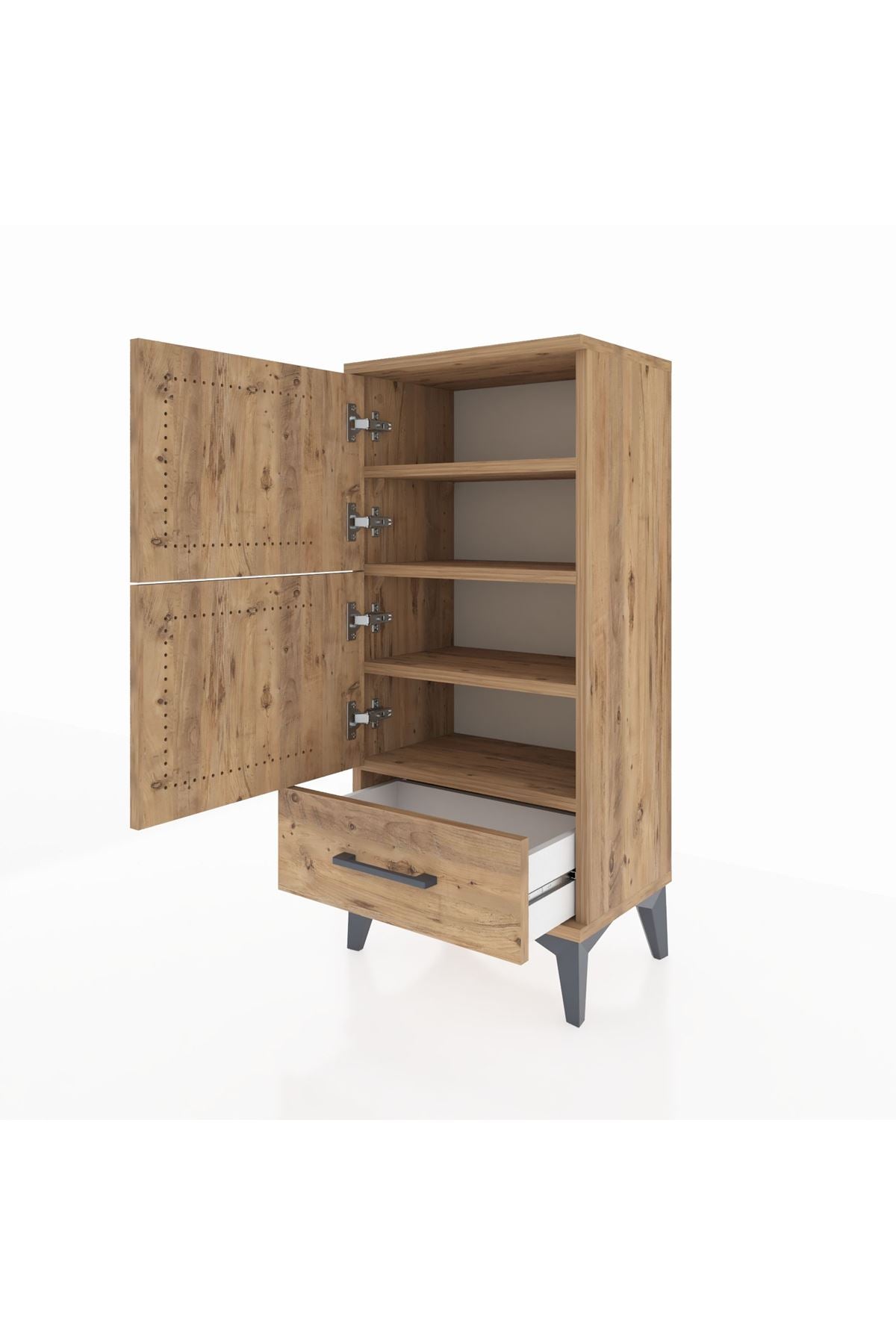 Arges Komodin 4 Raflı Tek Çekmeceli 2 Kapaklı 44x30x96 - S09M020V9A