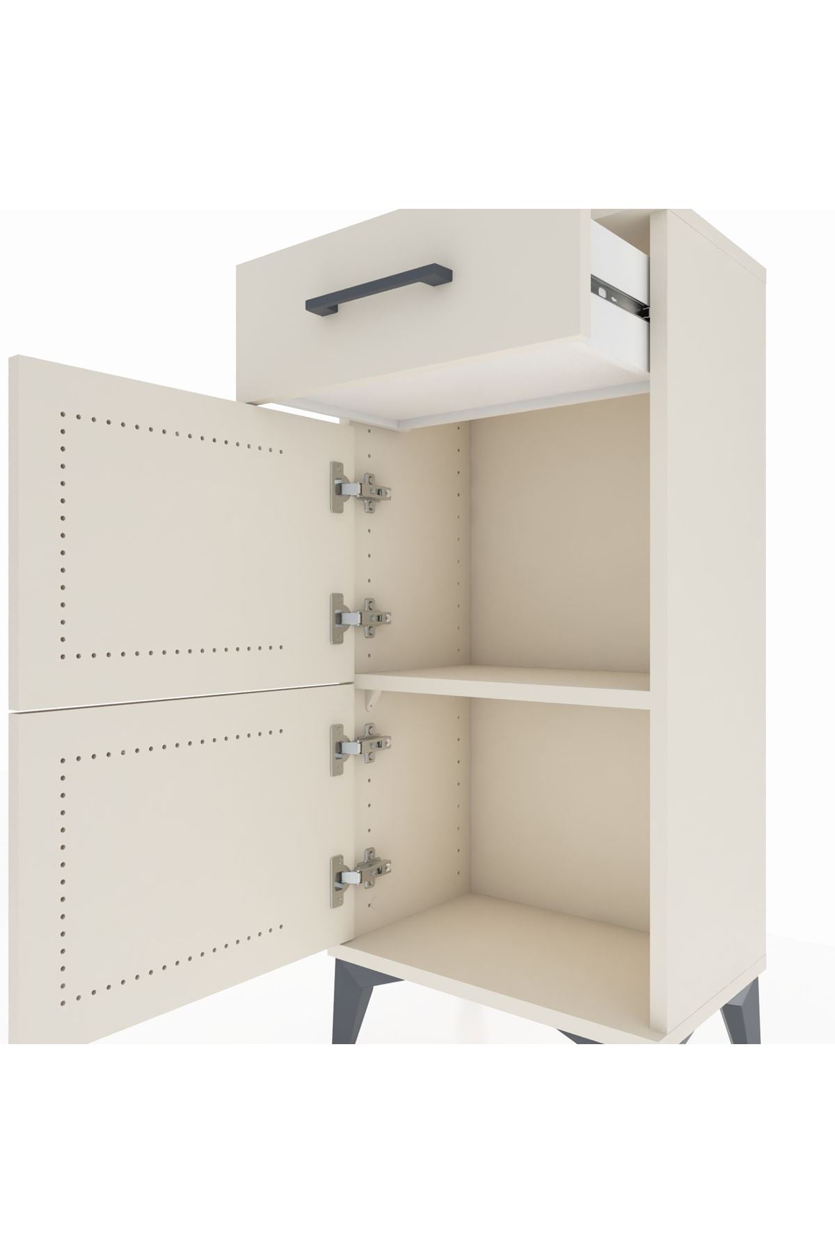 Arges Komodin Tek Raflı Tek Çekmeceli 2 Kapaklı 44x30x96 - S09M021V1A