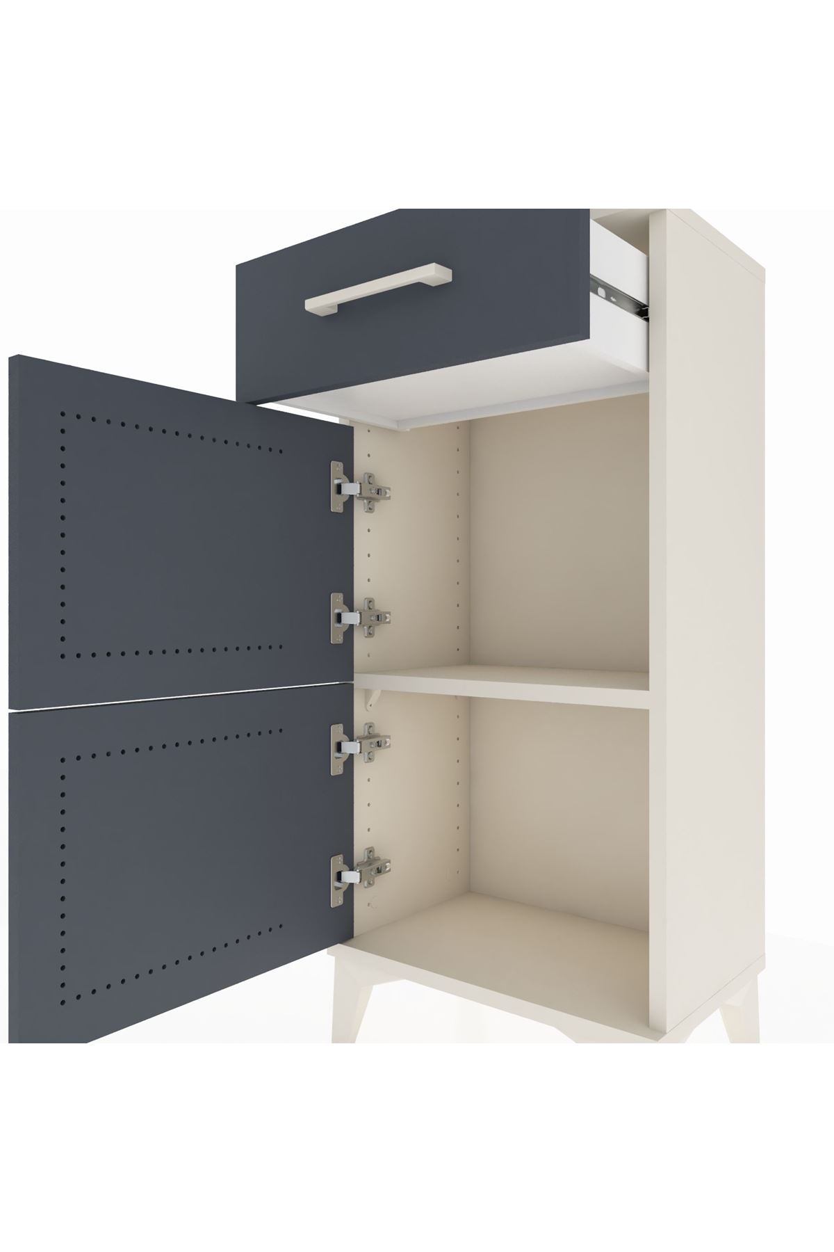 Arges Komodin Tek Raflı Tek Çekmeceli 2 Kapaklı 44x30x96 - S09M021V2A
