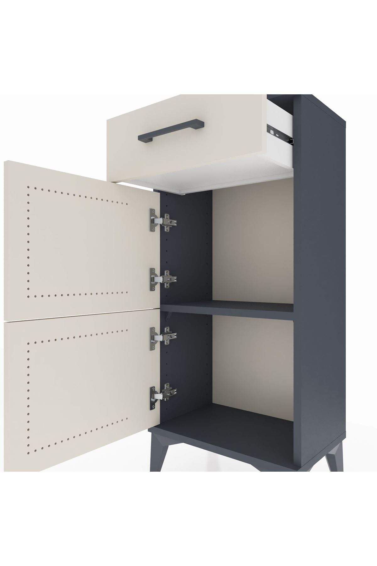 Arges Komodin Tek Raflı Tek Çekmeceli 2 Kapaklı 44x30x96 - S09M021V4A