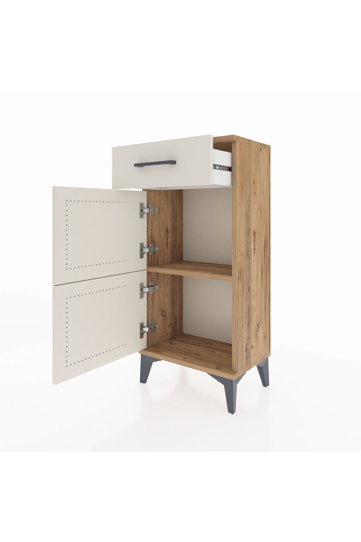 Arges Komodin Tek Raflı Tek Çekmeceli 2 Kapaklı 44x30x96 - S09M021V7A