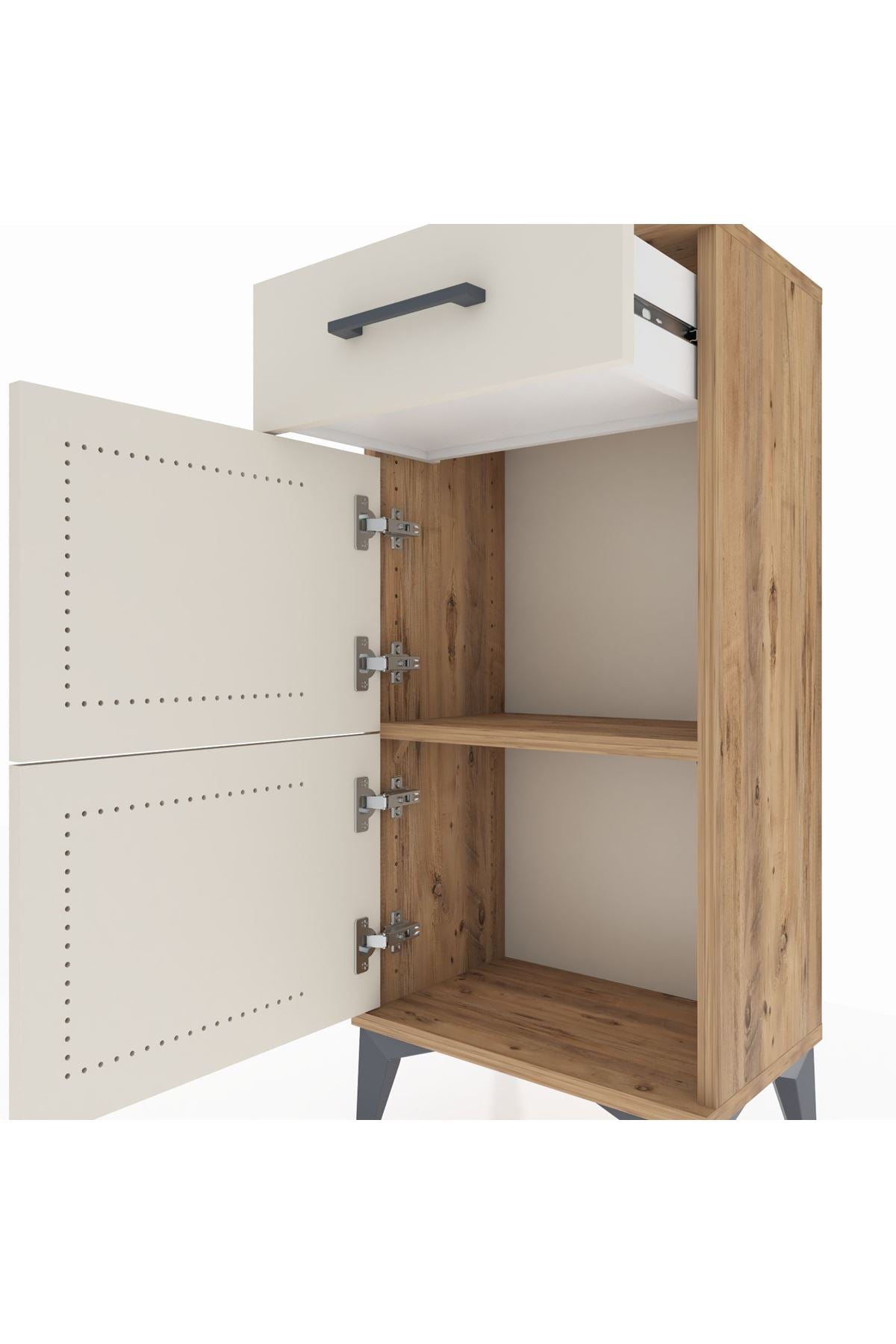 Arges Komodin Tek Raflı Tek Çekmeceli 2 Kapaklı 44x30x96 - S09M021V7A