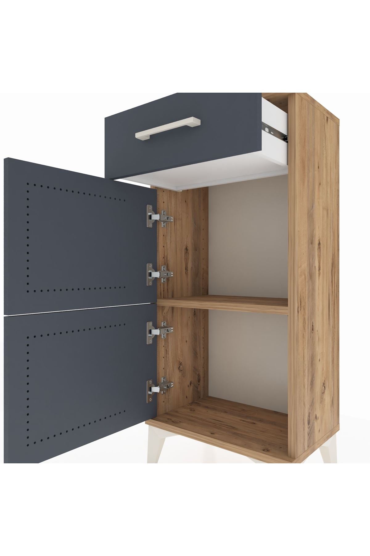 Arges Komodin Tek Raflı Tek Çekmeceli 2 Kapaklı 44x30x96 - S09M021V8A