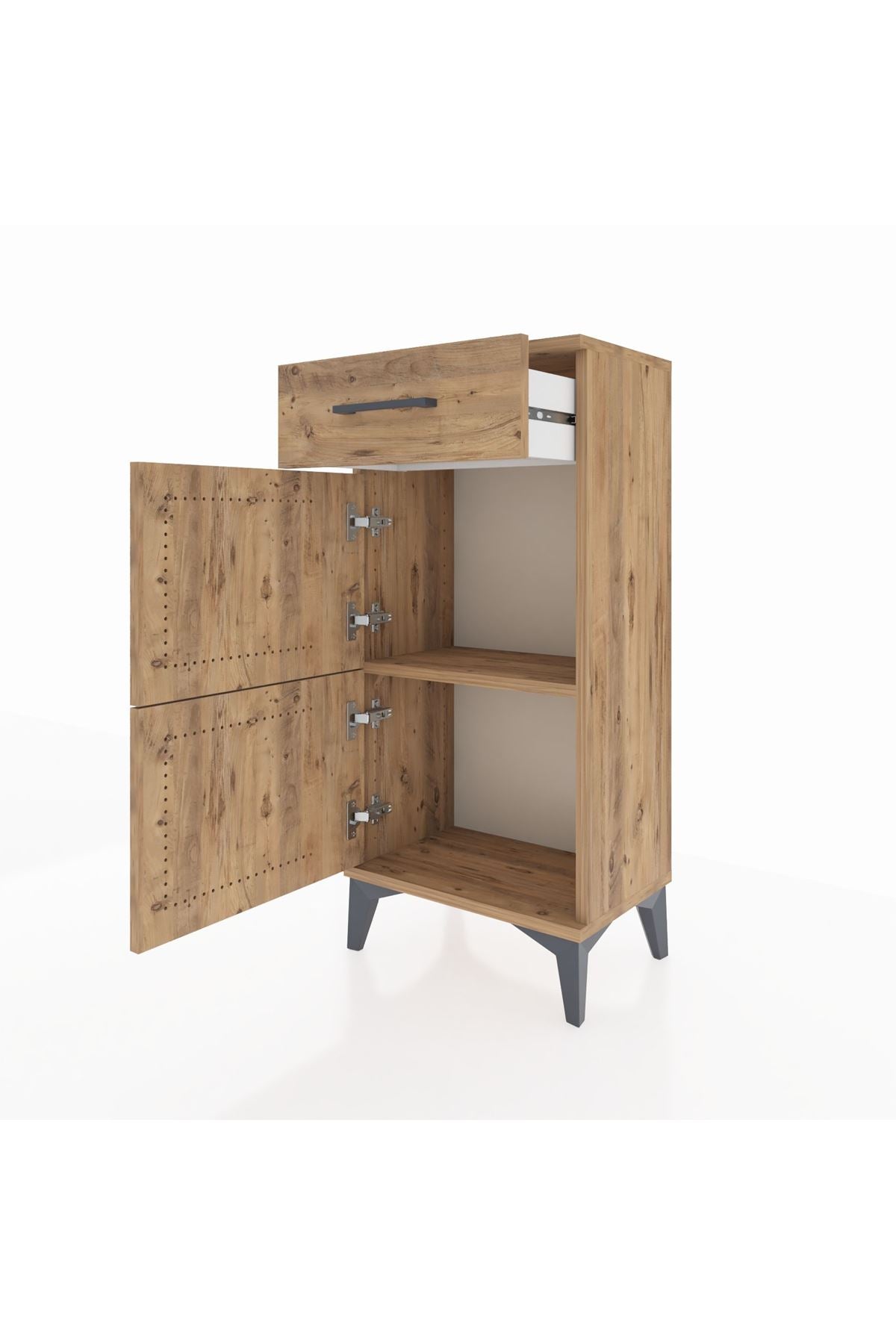 Arges Komodin Tek Raflı Tek Çekmeceli 2 Kapaklı 44x30x96 - S09M021V9A