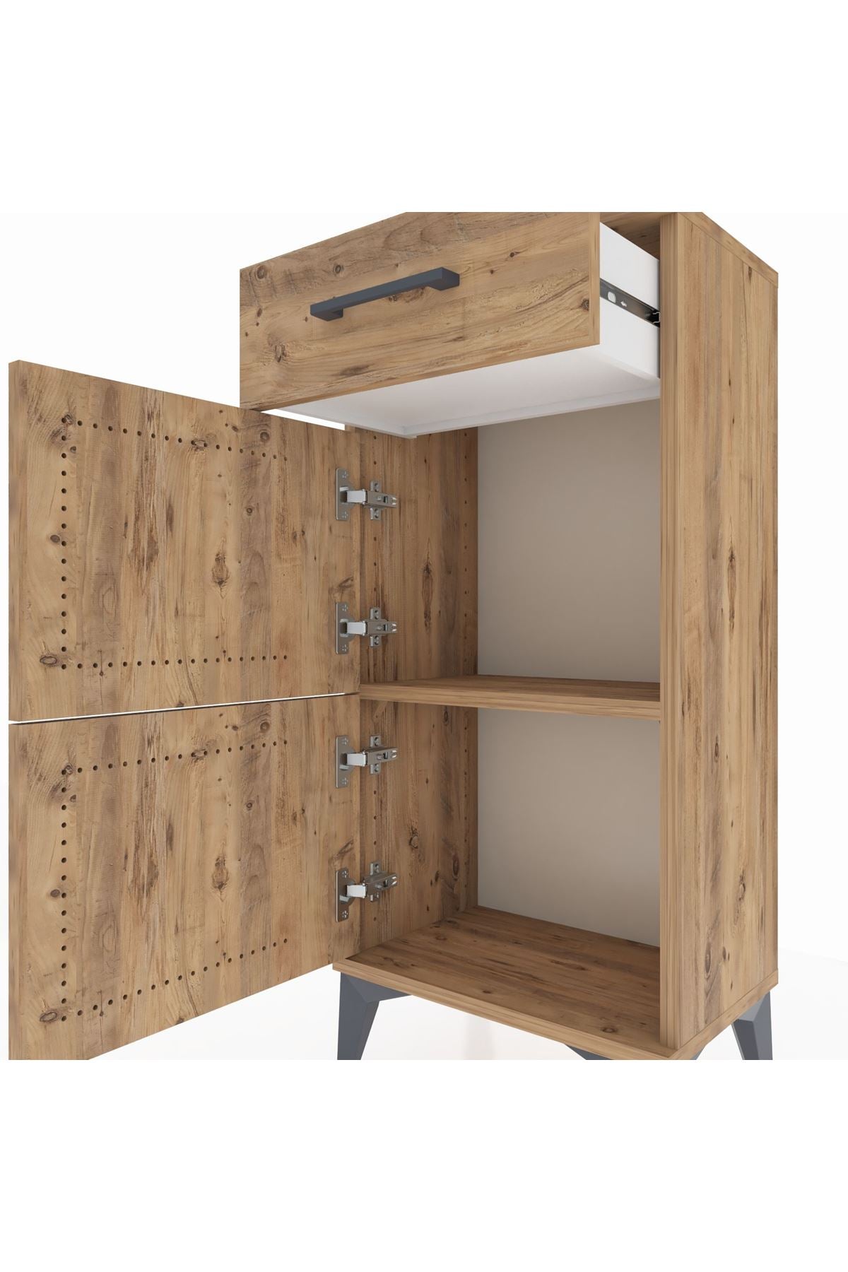 Arges Komodin Tek Raflı Tek Çekmeceli 2 Kapaklı 44x30x96 - S09M021V9A