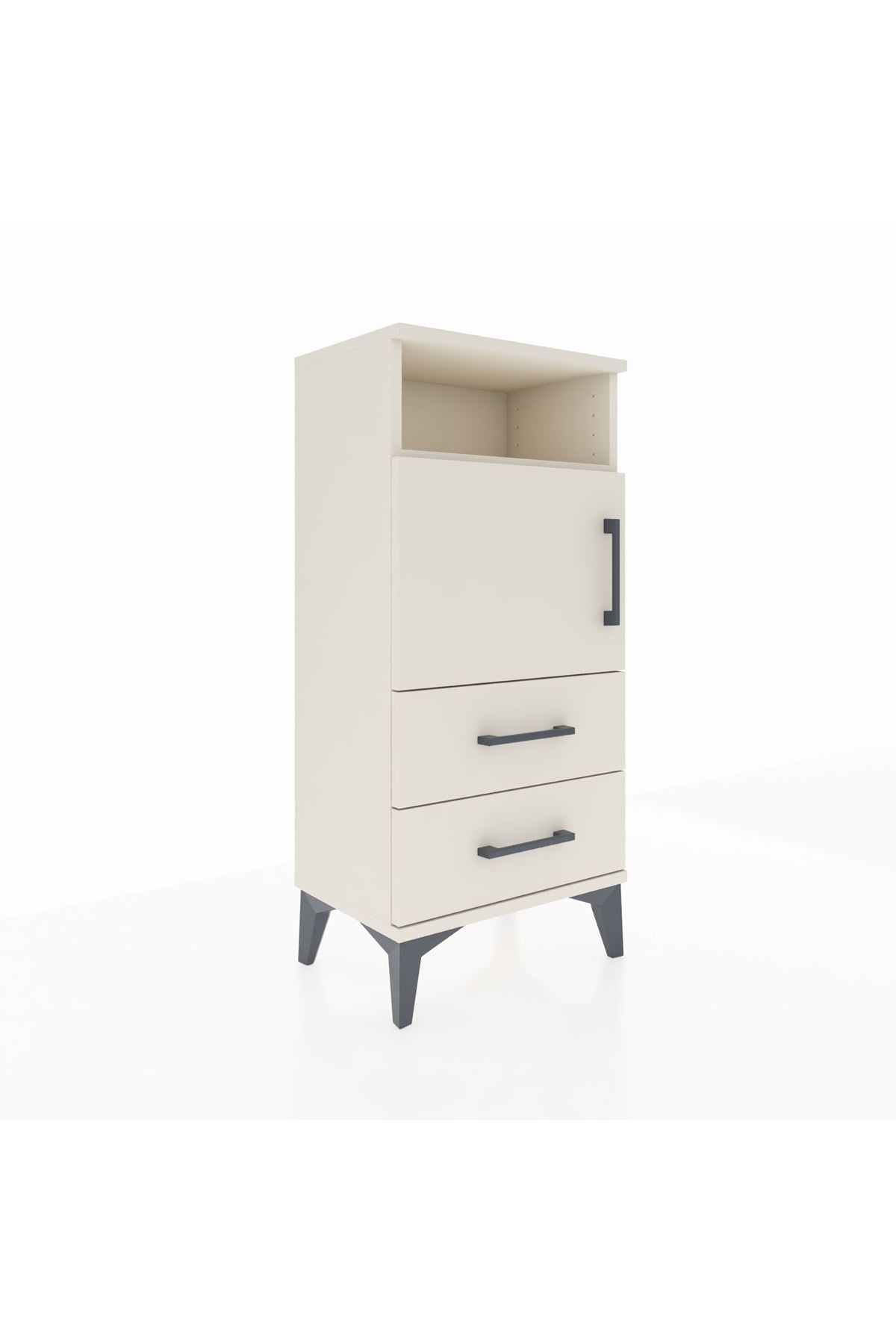 Arges Komodin 2 Raflı 2 Çekmeceli Tek Kapaklı 44x30x96 - S09M023V1A