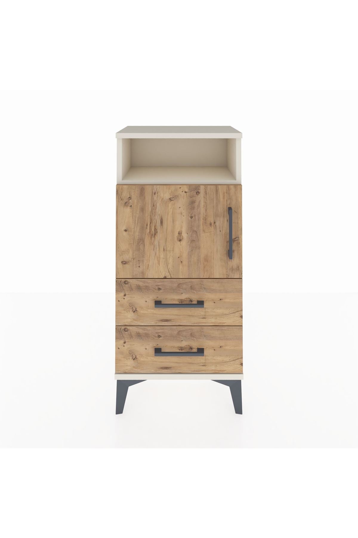 Arges Komodin 2 Raflı 2 Çekmeceli Tek Kapaklı 44x30x96 - S09M023V3A