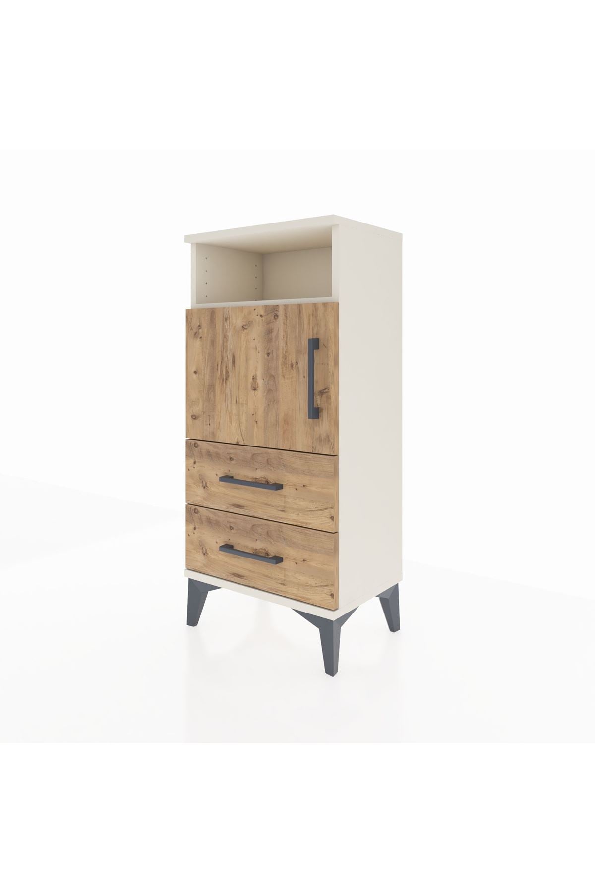 Arges Komodin 2 Raflı 2 Çekmeceli Tek Kapaklı 44x30x96 - S09M023V3A