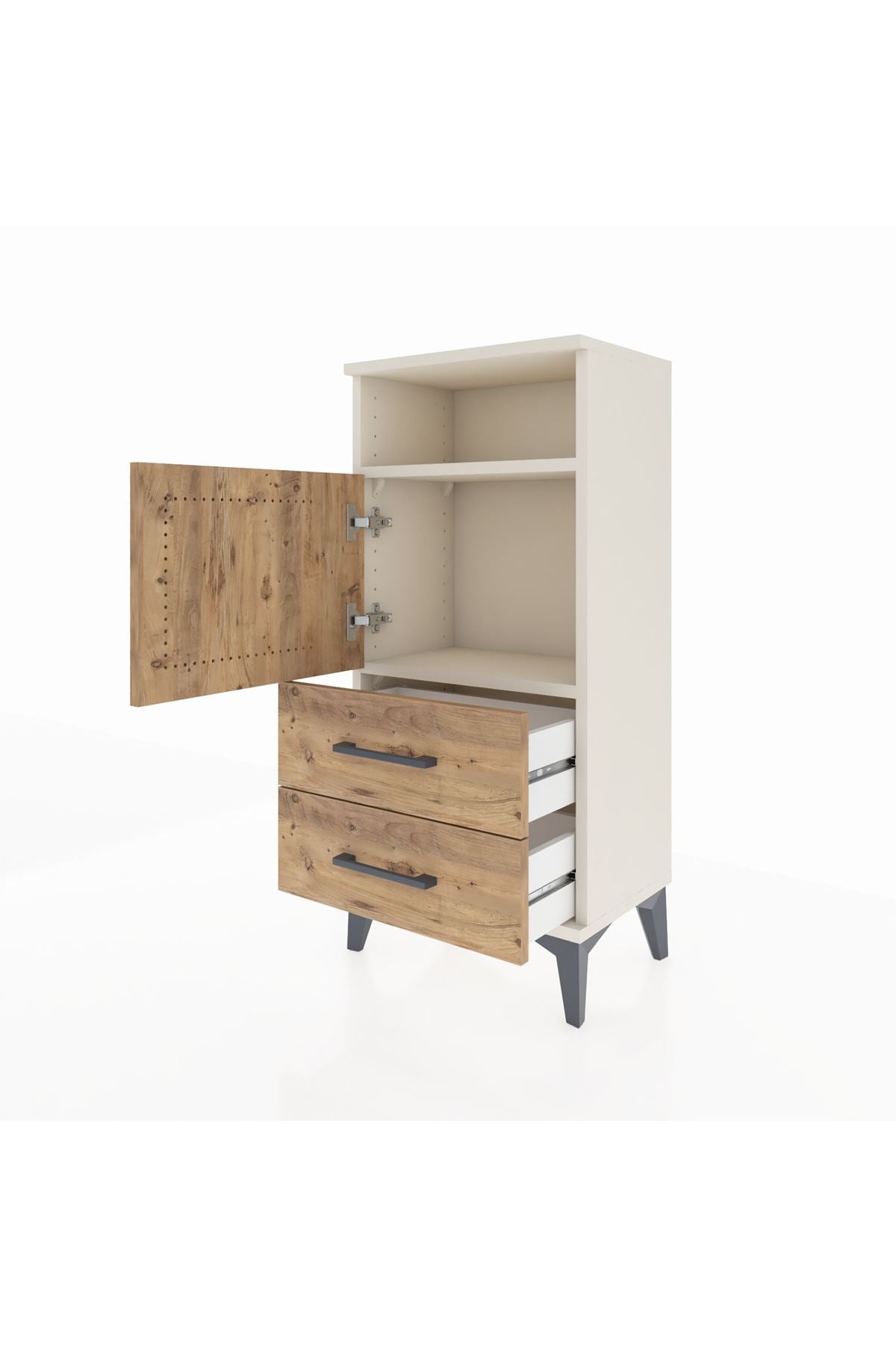 Arges Komodin 2 Raflı 2 Çekmeceli Tek Kapaklı 44x30x96 - S09M023V3A