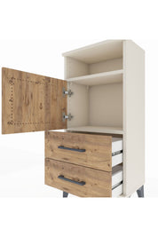 Arges Komodin 2 Raflı 2 Çekmeceli Tek Kapaklı 44x30x96 - S09M023V3A