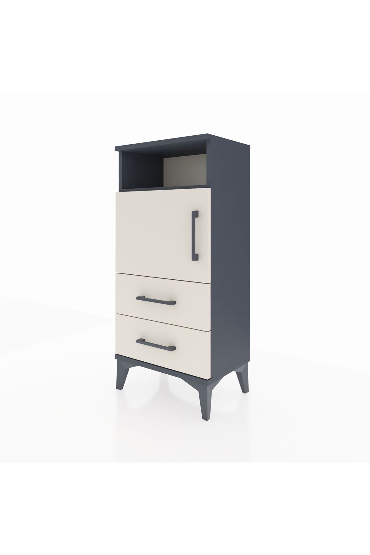 Arges Komodin 2 Raflı 2 Çekmeceli Tek Kapaklı 44x30x96 - S09M023V4A
