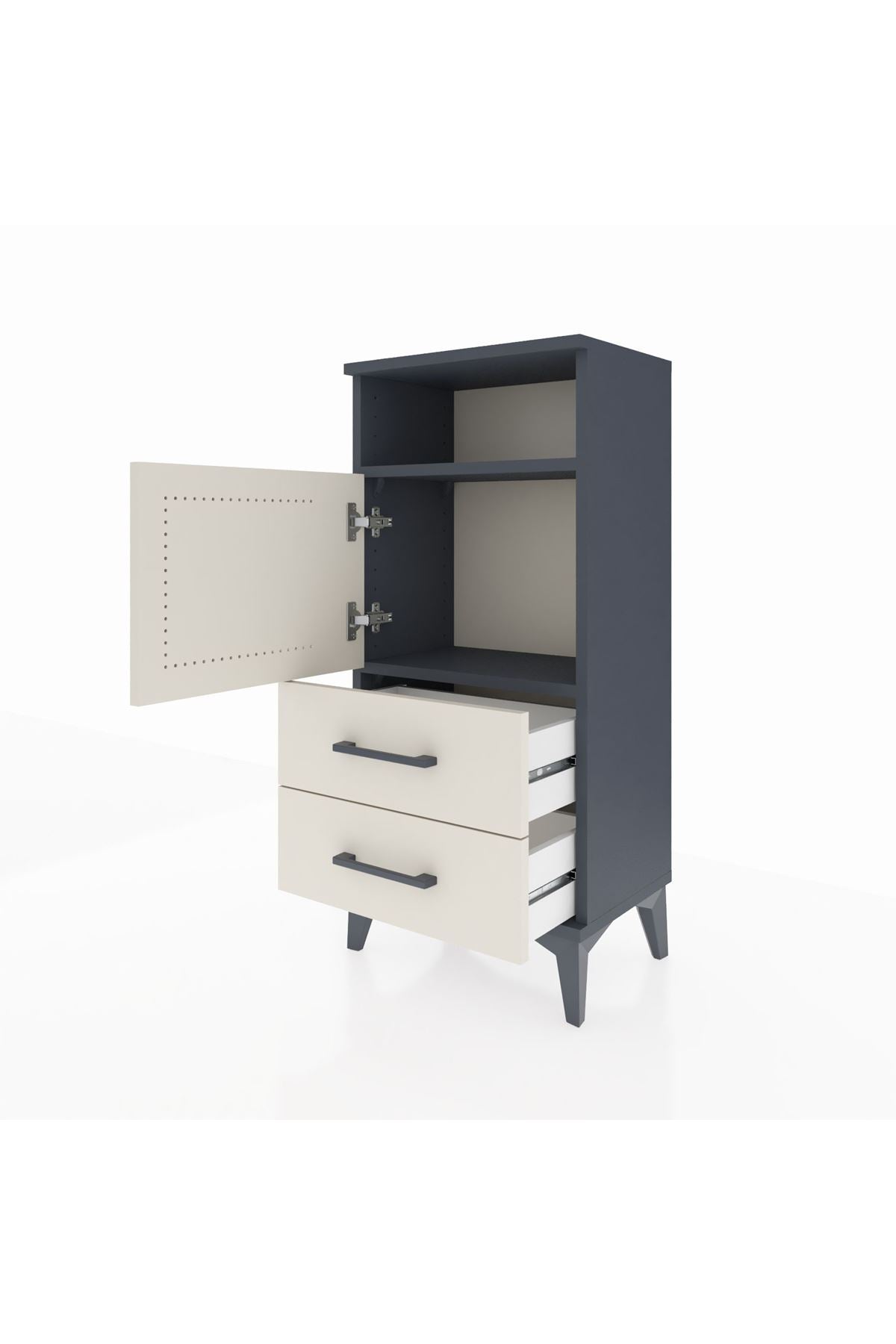 Arges Komodin 2 Raflı 2 Çekmeceli Tek Kapaklı 44x30x96 - S09M023V4A