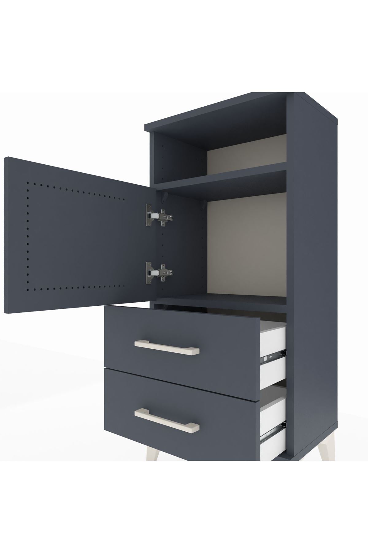 Arges Komodin 2 Raflı 2 Çekmeceli Tek Kapaklı 44x30x96 - S09M023V5A