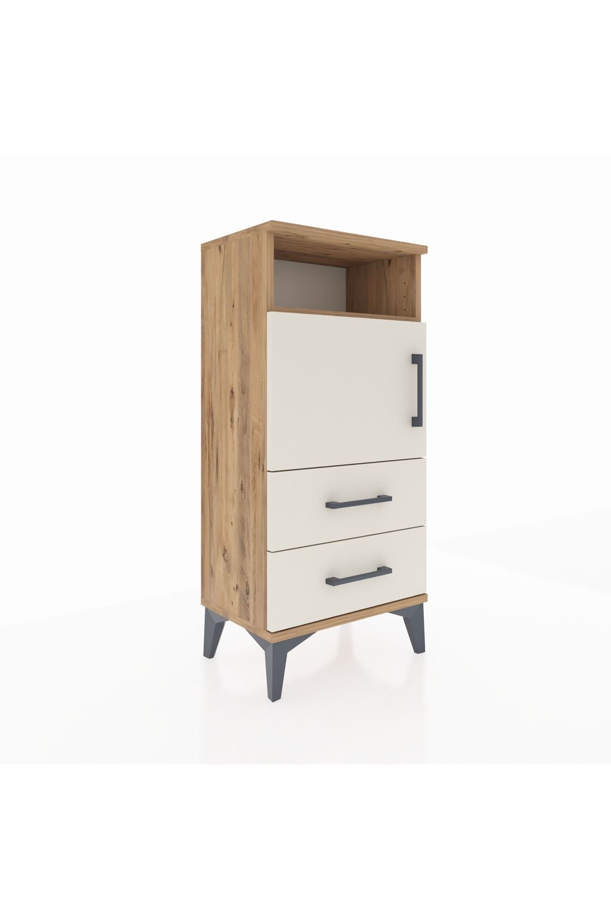 Arges Komodin 2 Raflı 2 Çekmeceli Tek Kapaklı 44x30x96 - S09M023V7A