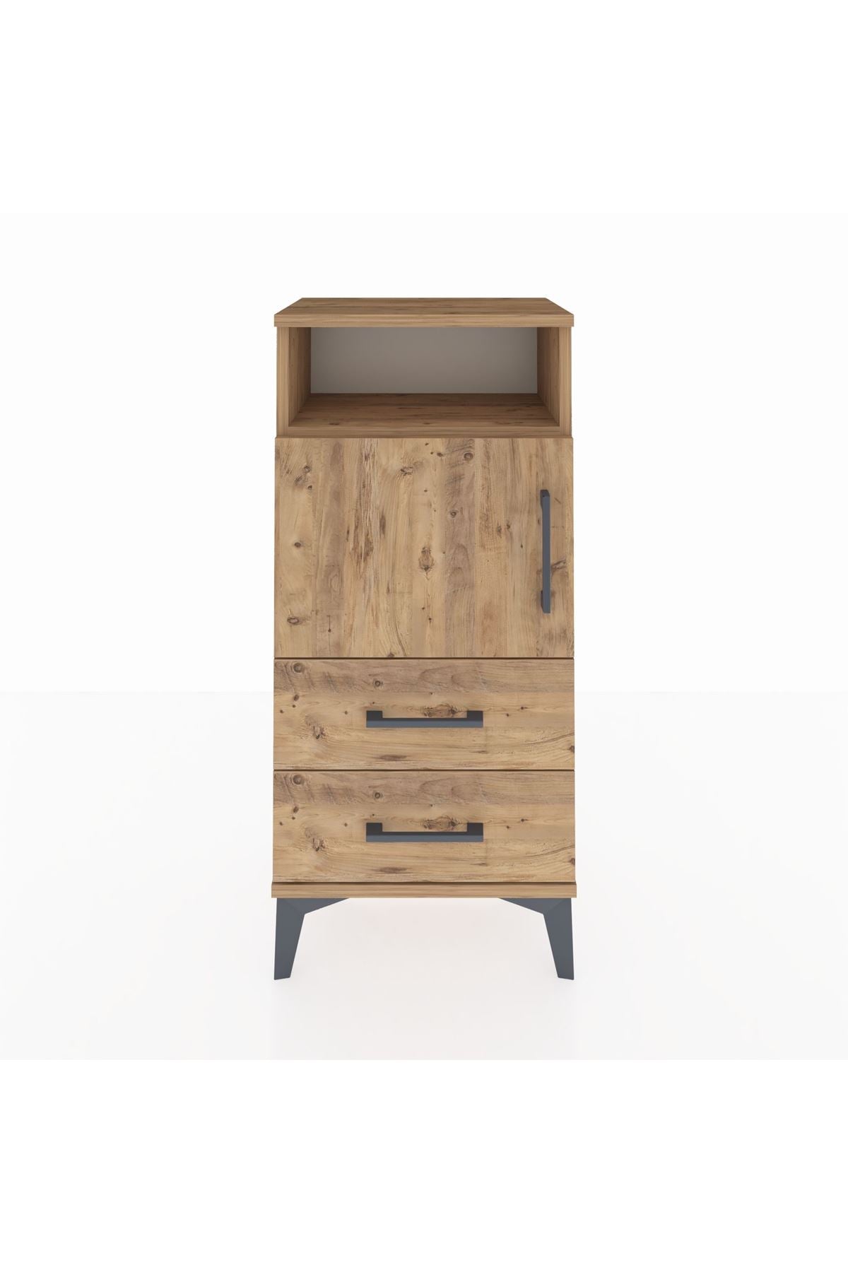 Arges Komodin 2 Raflı 2 Çekmeceli Tek Kapaklı 44x30x96 - S09M023V9A
