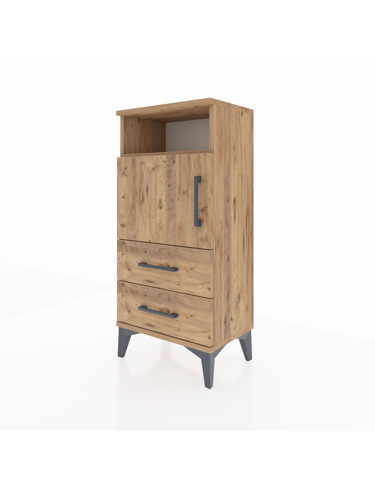 Arges Komodin 2 Raflı 2 Çekmeceli Tek Kapaklı 44x30x96 - S09M023V9A