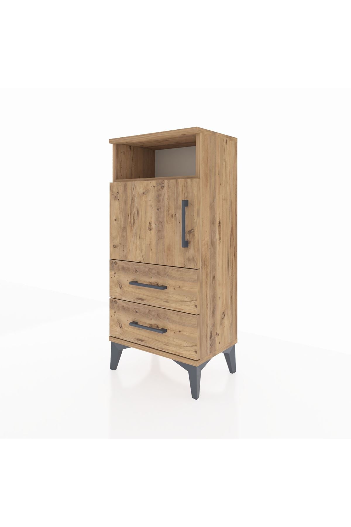 Arges Komodin 2 Raflı 2 Çekmeceli Tek Kapaklı 44x30x96 - S09M023V9A
