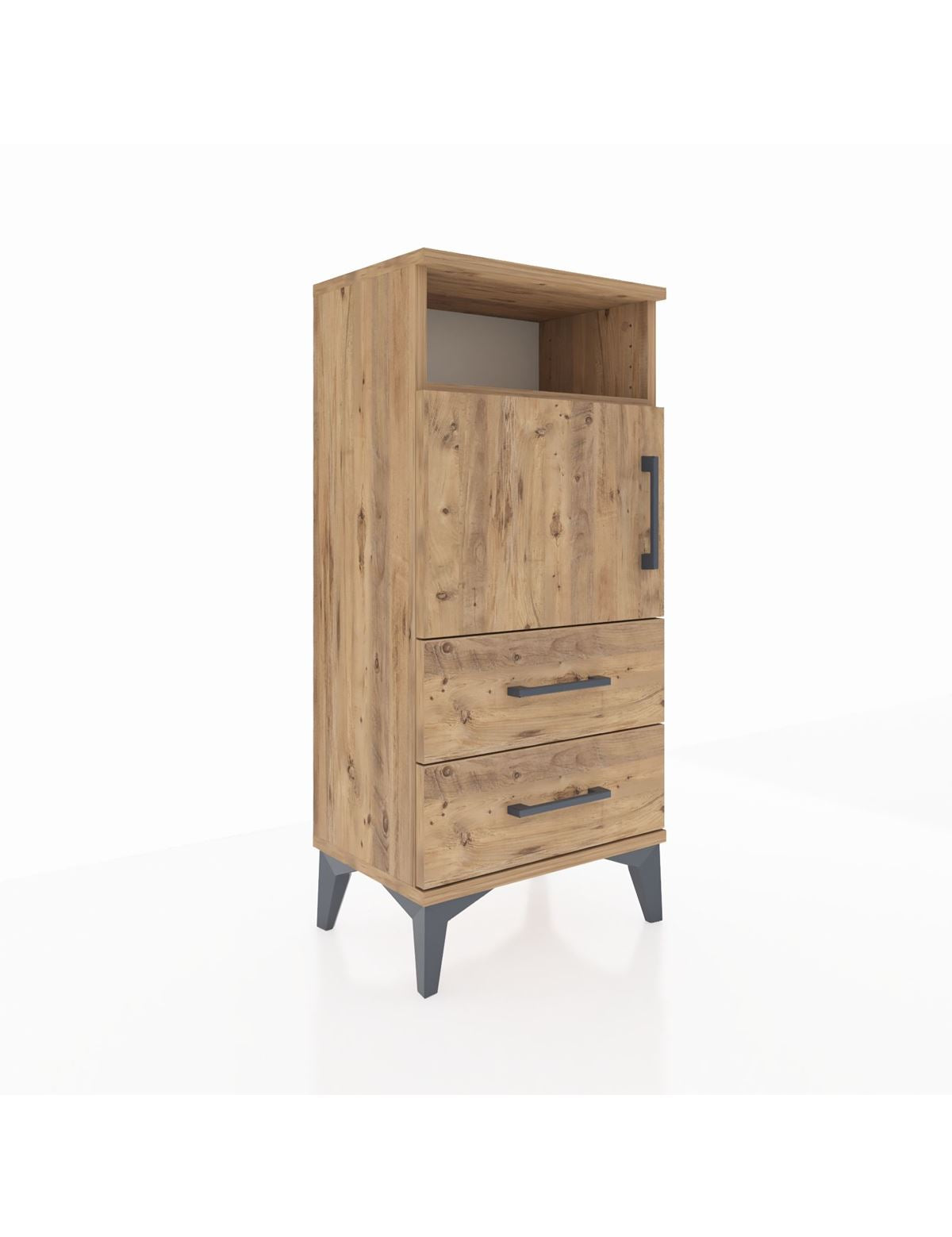 Arges Komodin 2 Raflı 2 Çekmeceli Tek Kapaklı 44x30x96 - S09M023V9A