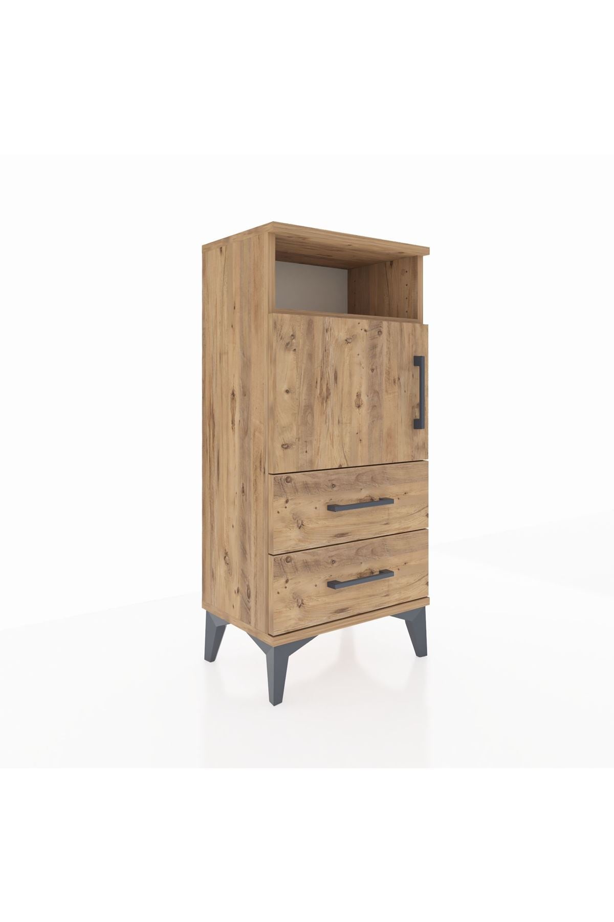 Arges Komodin 2 Raflı 2 Çekmeceli Tek Kapaklı 44x30x96 - S09M023V9A