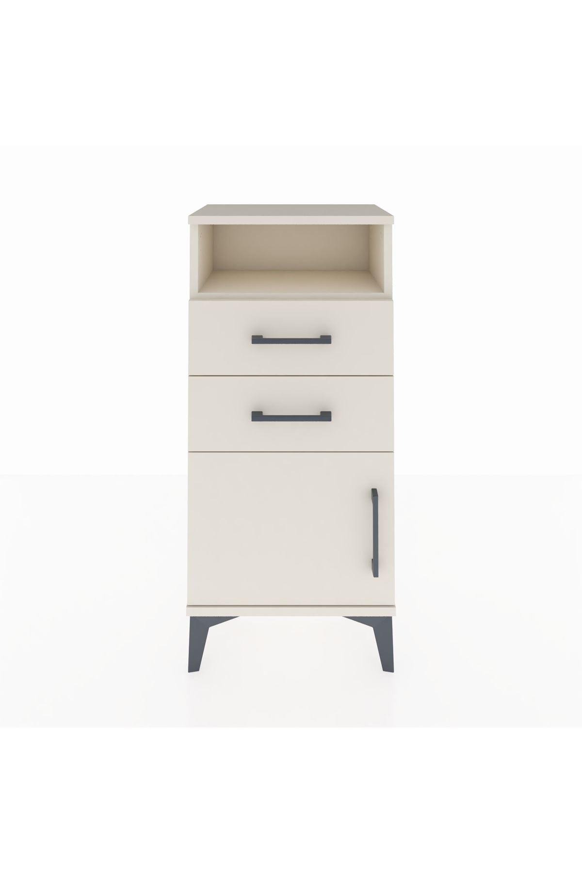Arges Komodin Tek Raflı 2 Çekmeceli Tek Kapaklı 44x30x96 - S09M025V1A