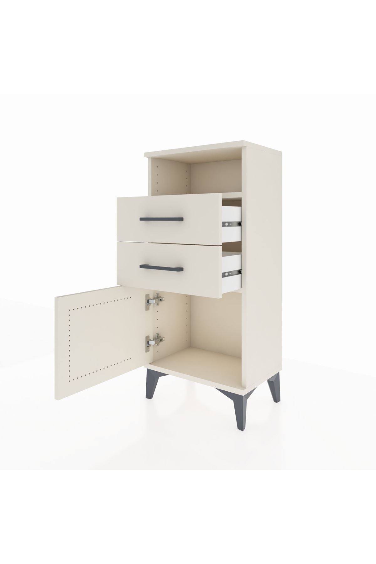 Arges Komodin Tek Raflı 2 Çekmeceli Tek Kapaklı 44x30x96 - S09M025V1A