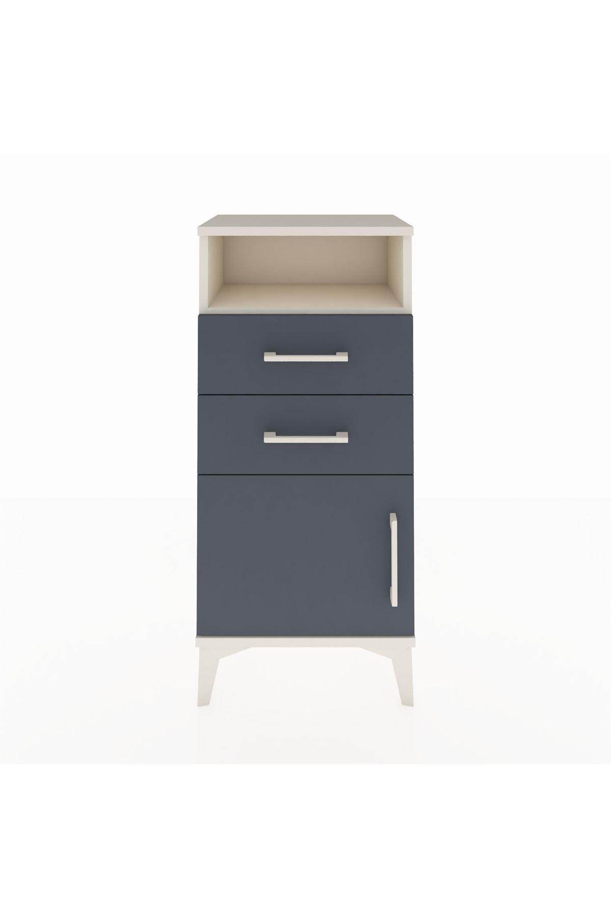 Arges Komodin Tek Raflı 2 Çekmeceli Tek Kapaklı 44x30x96 - S09M025V2A