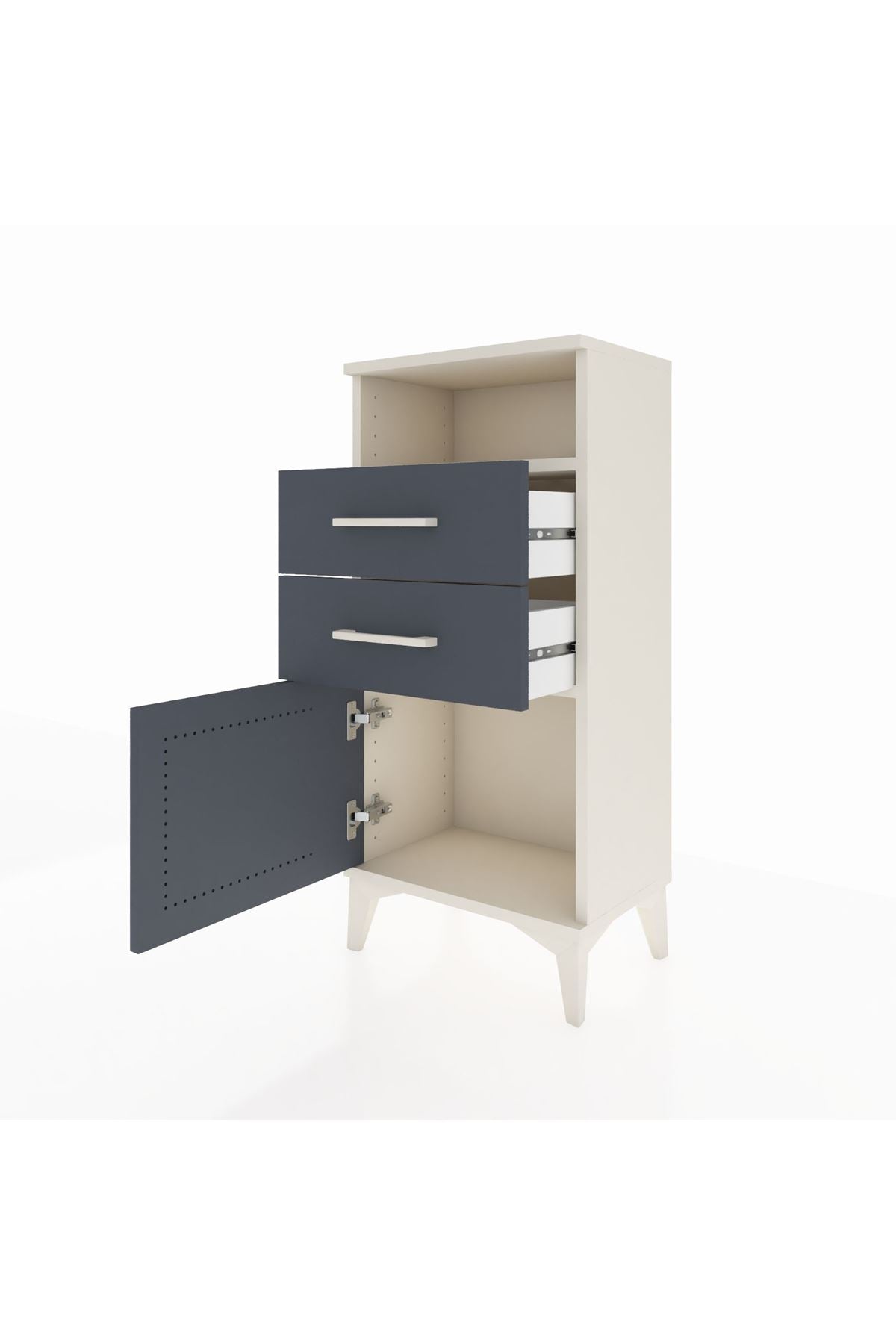 Arges Komodin Tek Raflı 2 Çekmeceli Tek Kapaklı 44x30x96 - S09M025V2A
