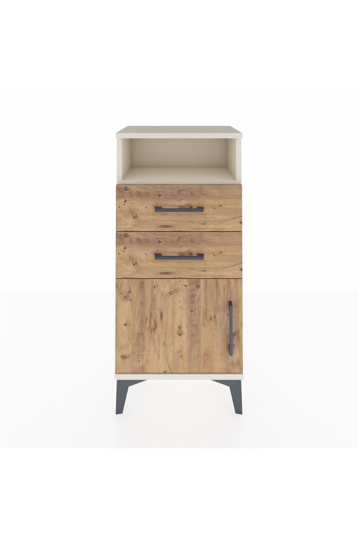 Arges Komodin Tek Raflı 2 Çekmeceli Tek Kapaklı 44x30x96 - S09M025V3A