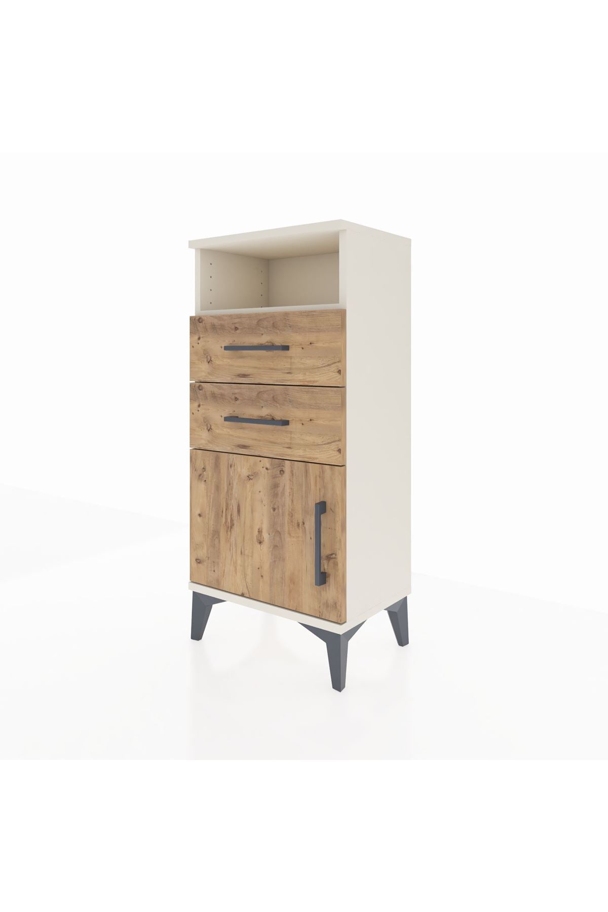 Arges Komodin Tek Raflı 2 Çekmeceli Tek Kapaklı 44x30x96 - S09M025V3A