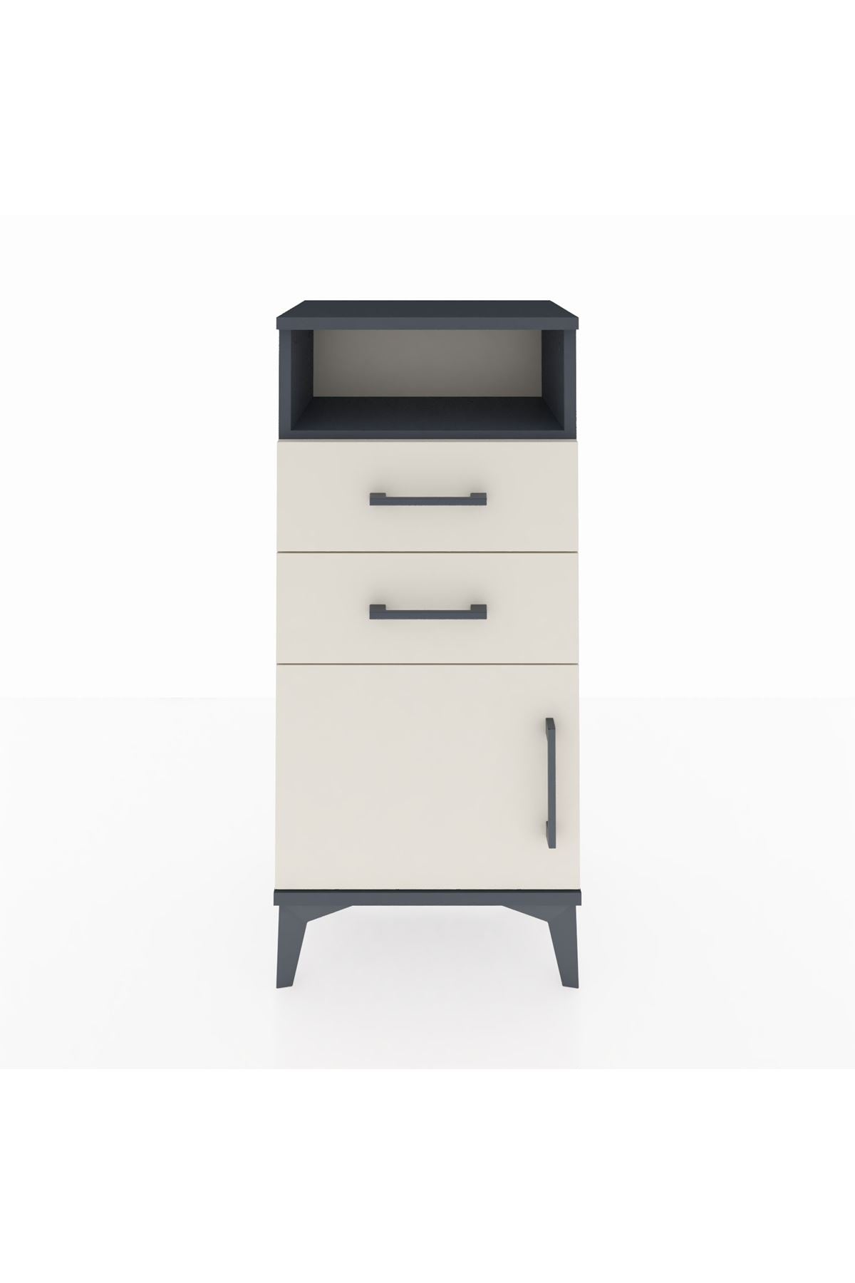 Arges Komodin Tek Raflı 2 Çekmeceli Tek Kapaklı 44x30x96 - S09M025V4A