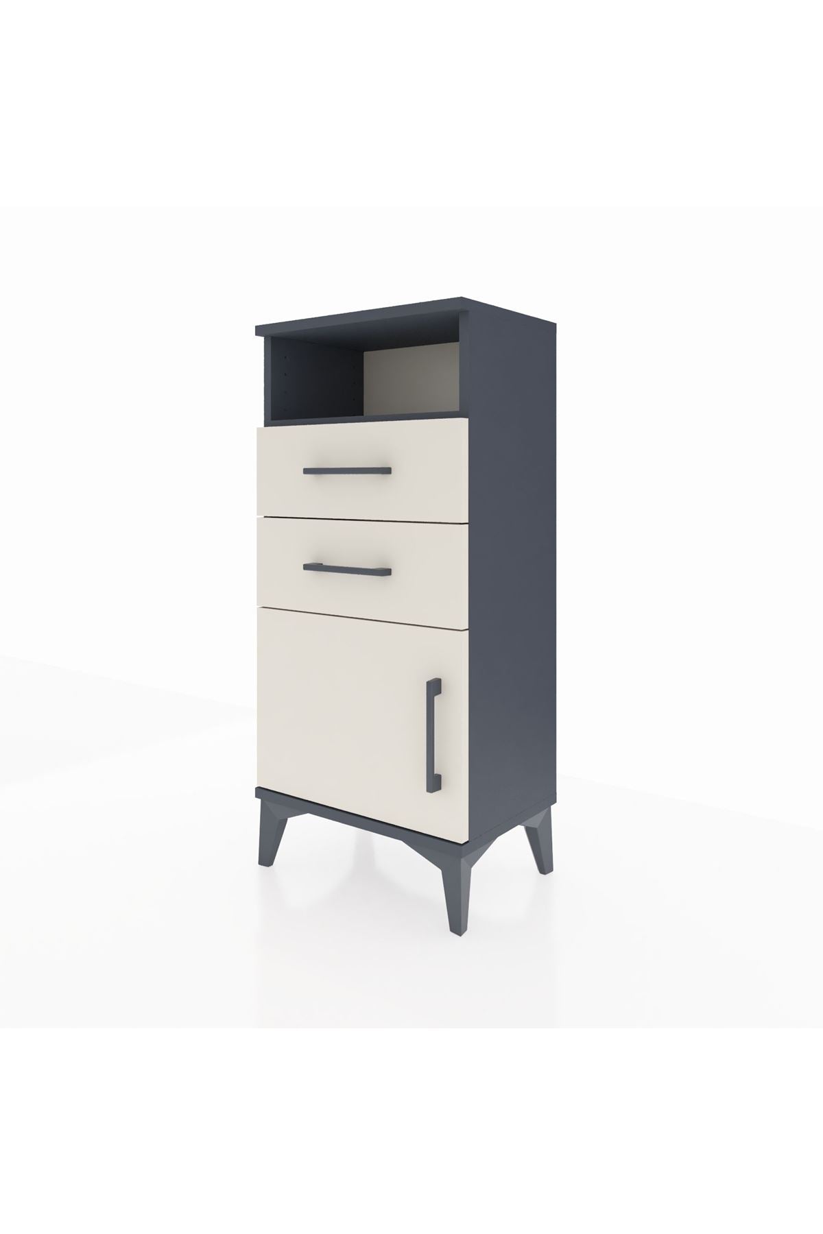 Arges Komodin Tek Raflı 2 Çekmeceli Tek Kapaklı 44x30x96 - S09M025V4A