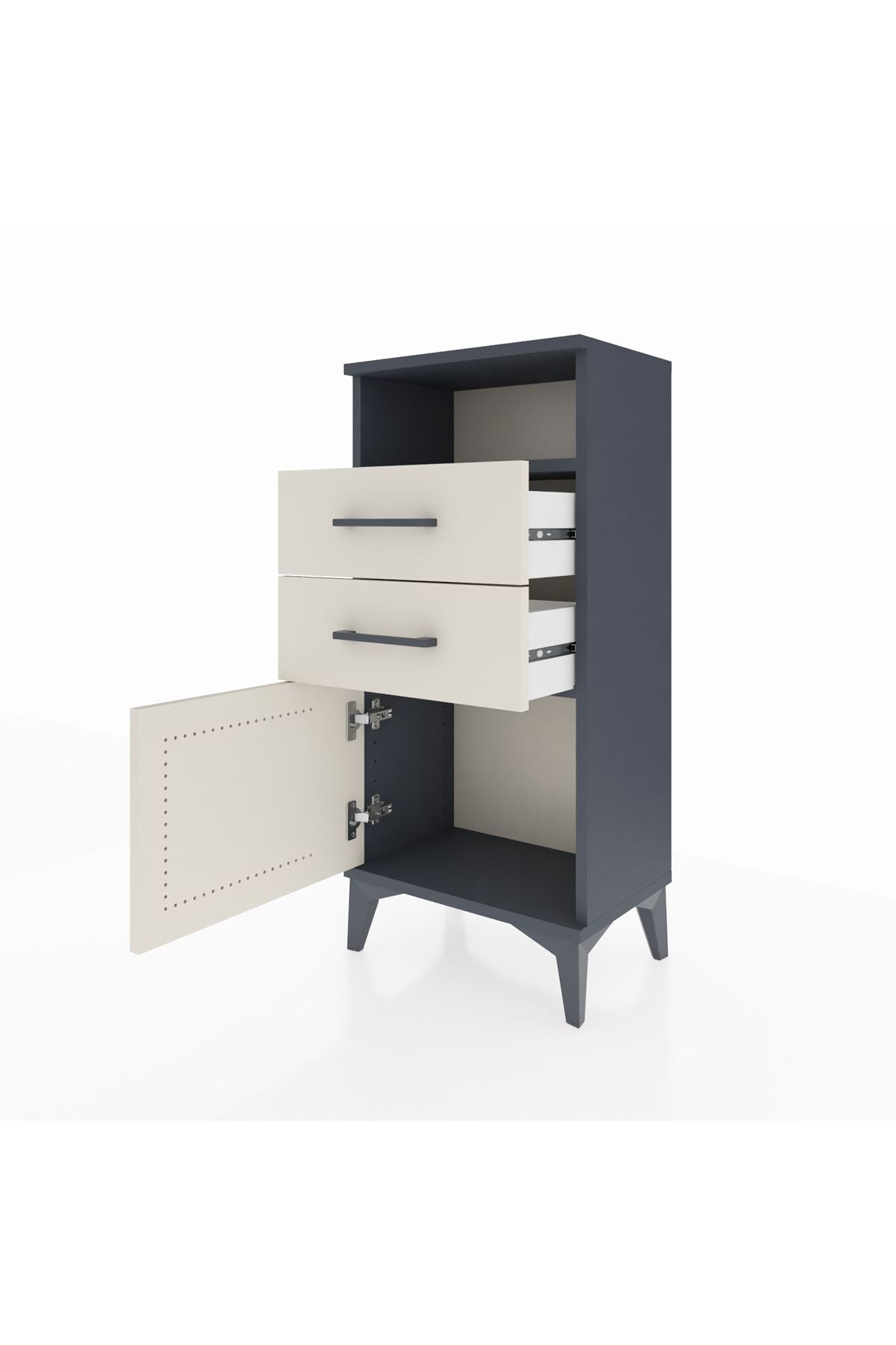 Arges Komodin Tek Raflı 2 Çekmeceli Tek Kapaklı 44x30x96 - S09M025V4A