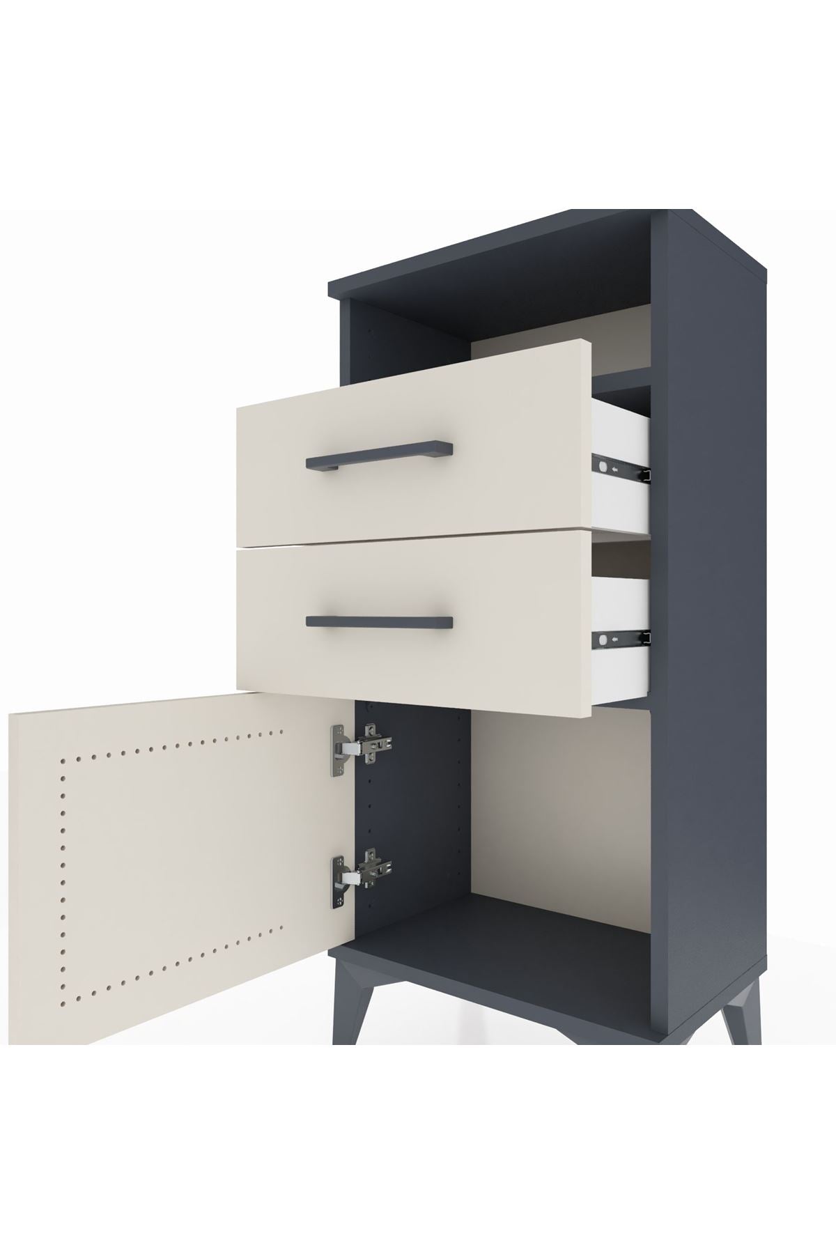 Arges Komodin Tek Raflı 2 Çekmeceli Tek Kapaklı 44x30x96 - S09M025V4A