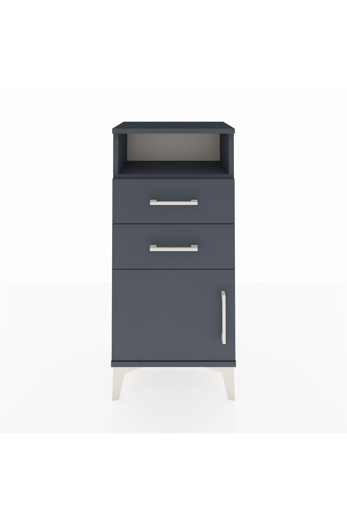 Arges Komodin Tek Raflı 2 Çekmeceli Tek Kapaklı 44x30x96 - S09M025V5A
