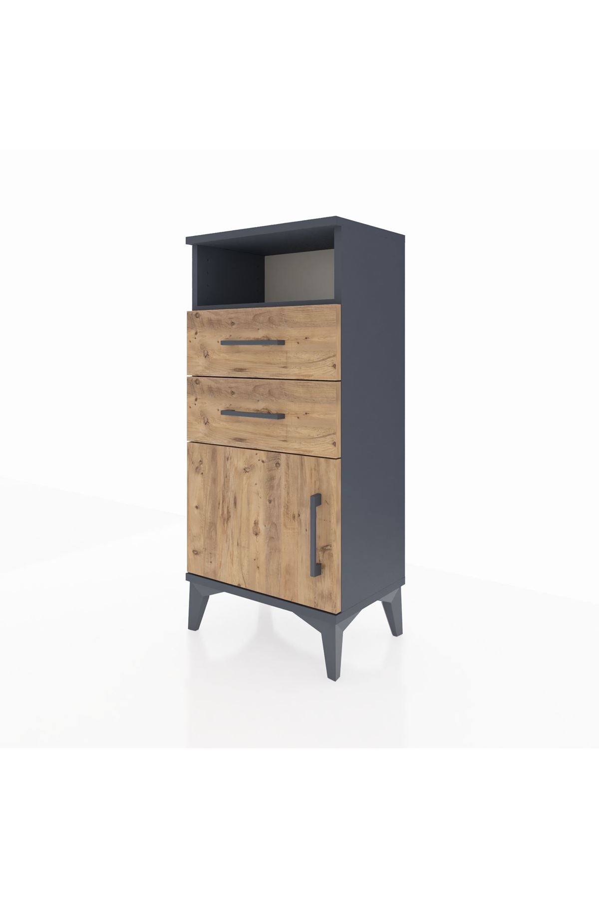 Arges Komodin Tek Raflı 2 Çekmeceli Tek Kapaklı 44x30x96 - S09M025V6A