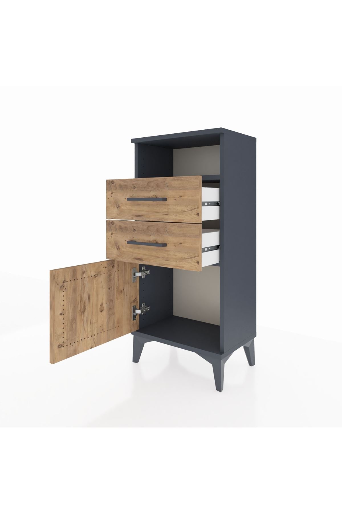 Arges Komodin Tek Raflı 2 Çekmeceli Tek Kapaklı 44x30x96 - S09M025V6A