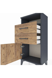 Arges Komodin Tek Raflı 2 Çekmeceli Tek Kapaklı 44x30x96 - S09M025V6A
