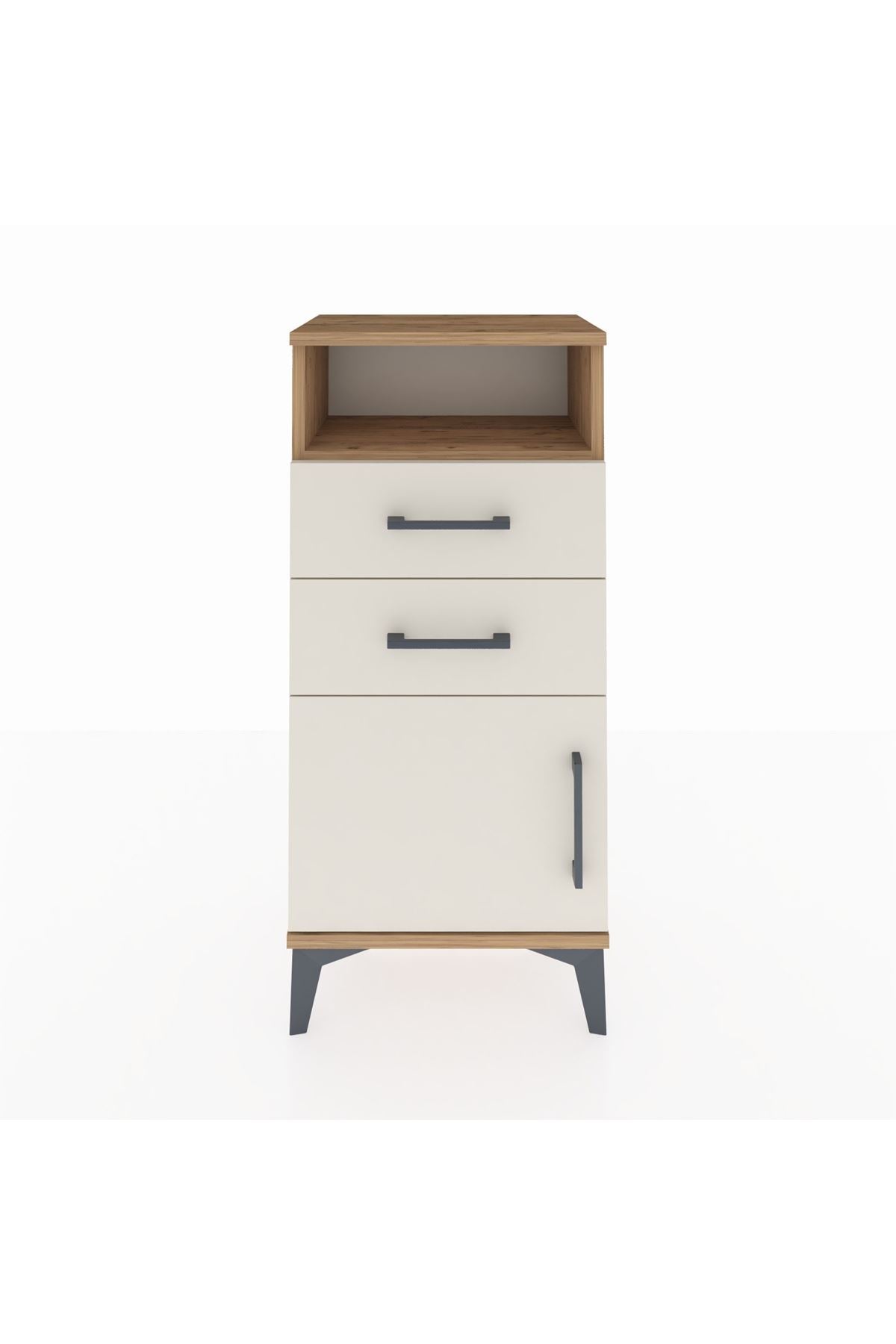 Arges Komodin Tek Raflı 2 Çekmeceli Tek Kapaklı 44x30x96 - S09M025V7A