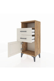 Arges Komodin Tek Raflı 2 Çekmeceli Tek Kapaklı 44x30x96 - S09M025V7A