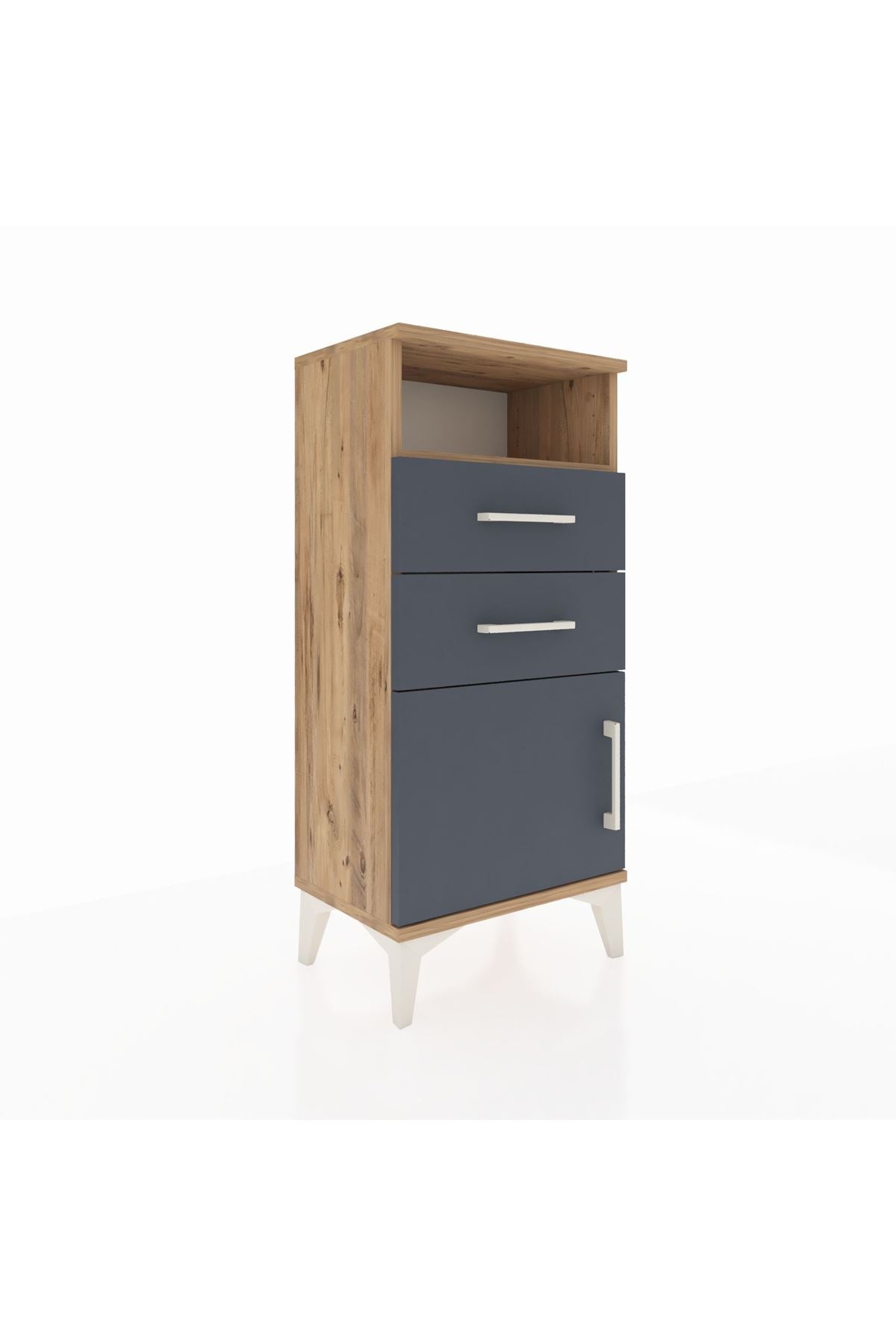 Arges Komodin Tek Raflı 2 Çekmeceli Tek Kapaklı 44x30x96 - S09M025V8A