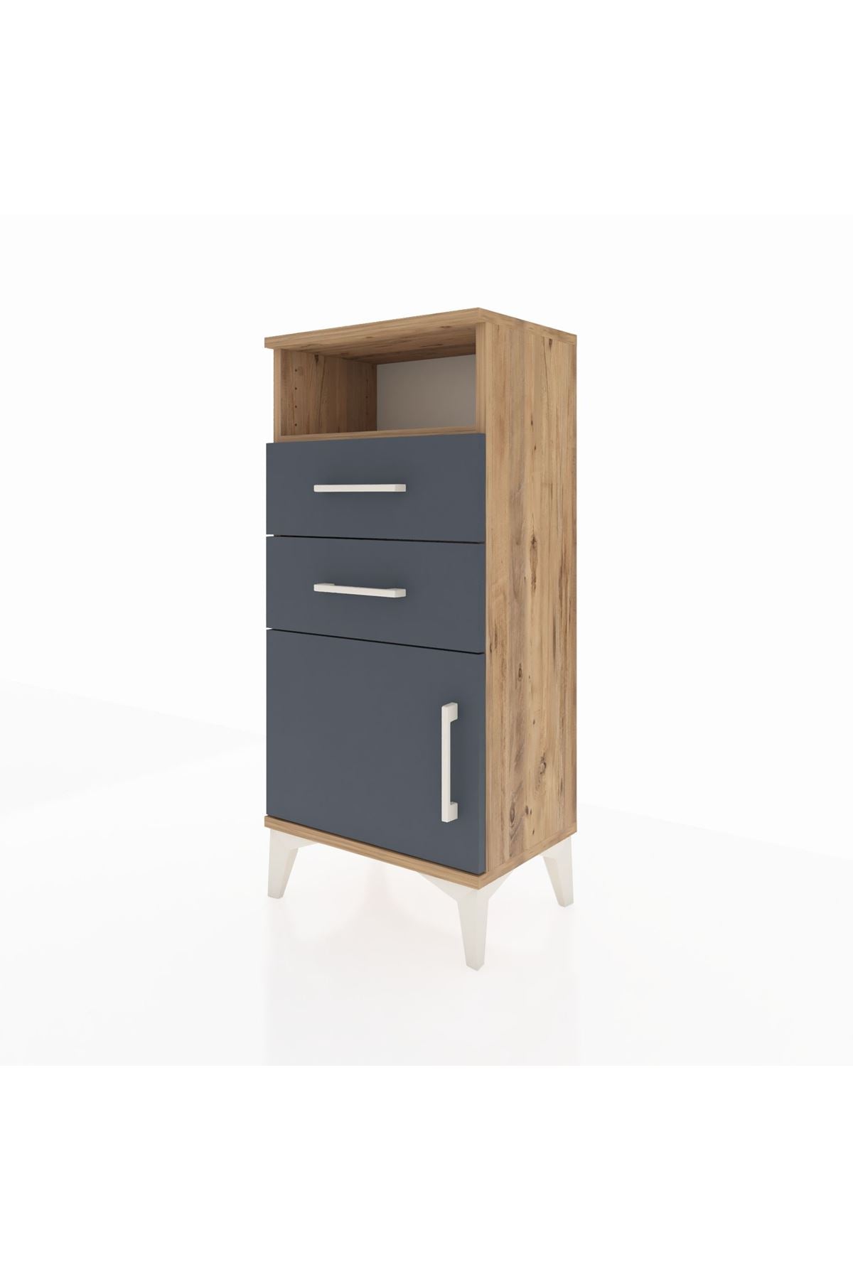 Arges Komodin Tek Raflı 2 Çekmeceli Tek Kapaklı 44x30x96 - S09M025V8A
