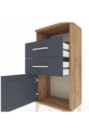 Arges Komodin Tek Raflı 2 Çekmeceli Tek Kapaklı 44x30x96 - S09M025V8A