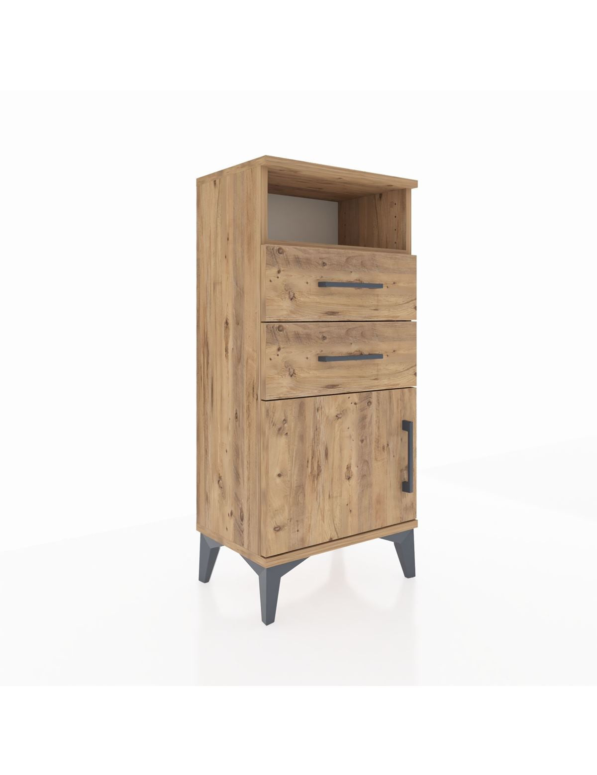 Arges Komodin Tek Raflı 2 Çekmeceli Tek Kapaklı 44x30x96 - S09M025V9A